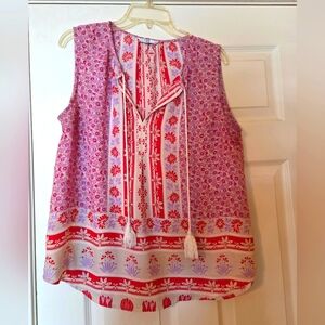 Floral Sleeveless Top - Red and Purple